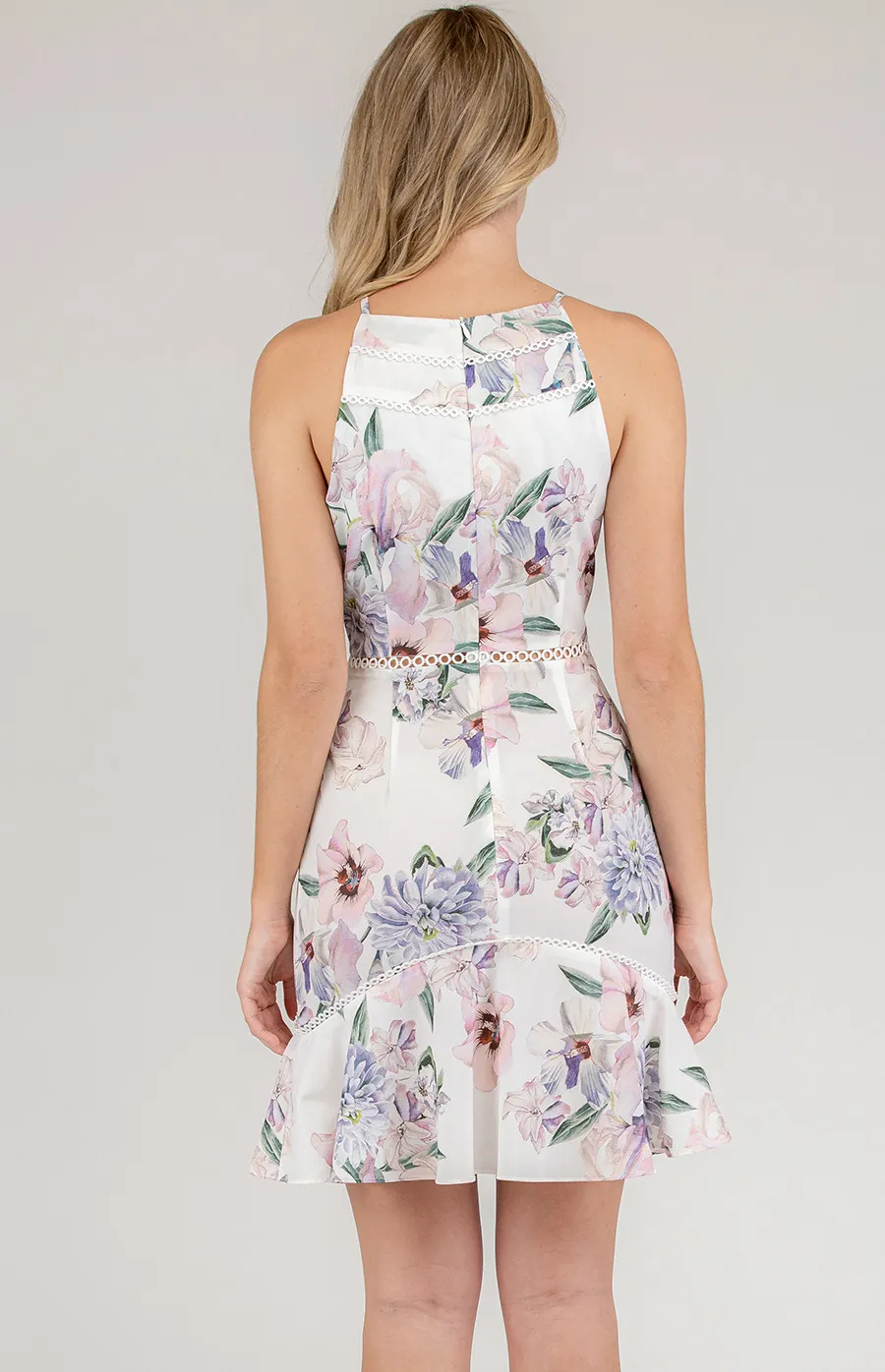 Sleeveless Floral Dress with Trim Detail (SDR381A) 