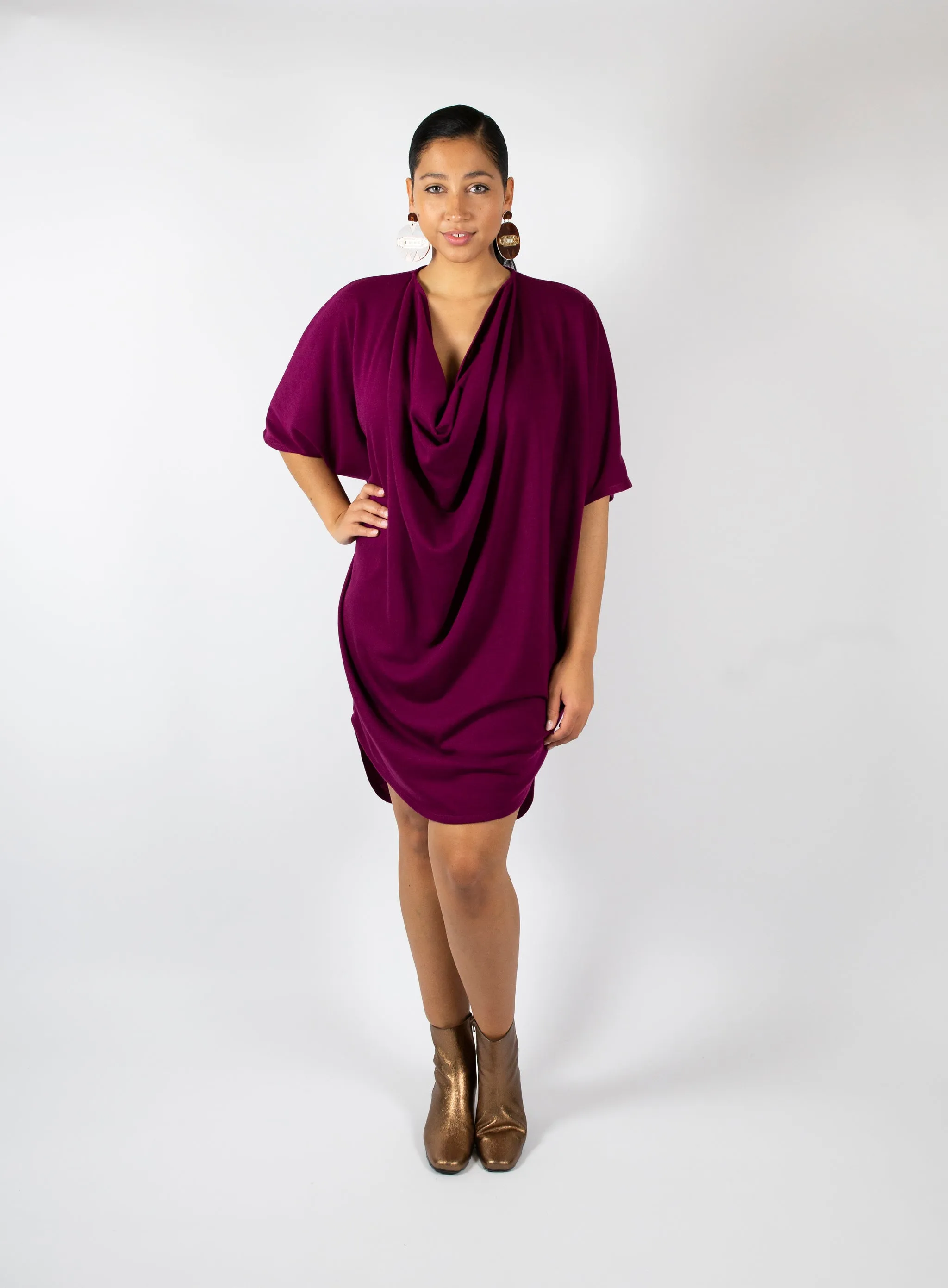 Smokin' Hot Cowl Dress - Magenta