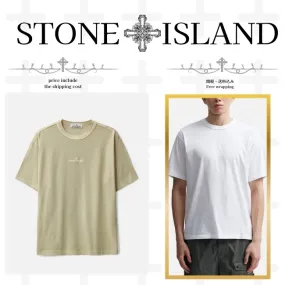 STONE ISLAND  |Crew Neck Plain Cotton Short Sleeves Logo Crew Neck T-Shirts