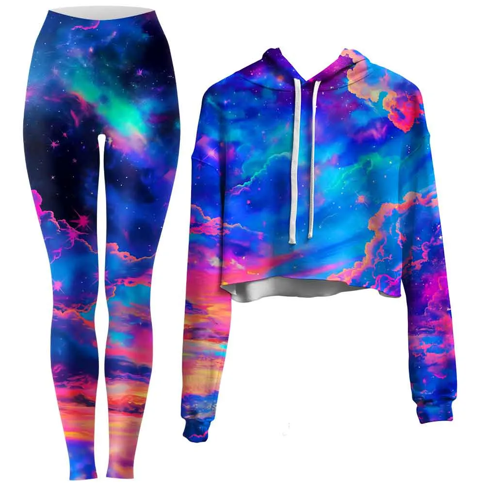 Storybook Sky Crop Hoodie and Leggings Combo