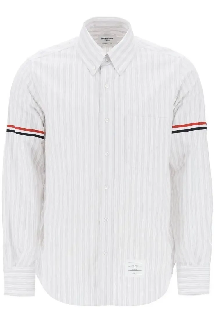 THOM BROWNE  |Stripes Street Style Long Sleeves Logo Designers Shirts