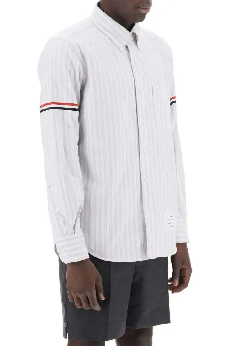 THOM BROWNE  |Stripes Street Style Long Sleeves Logo Designers Shirts