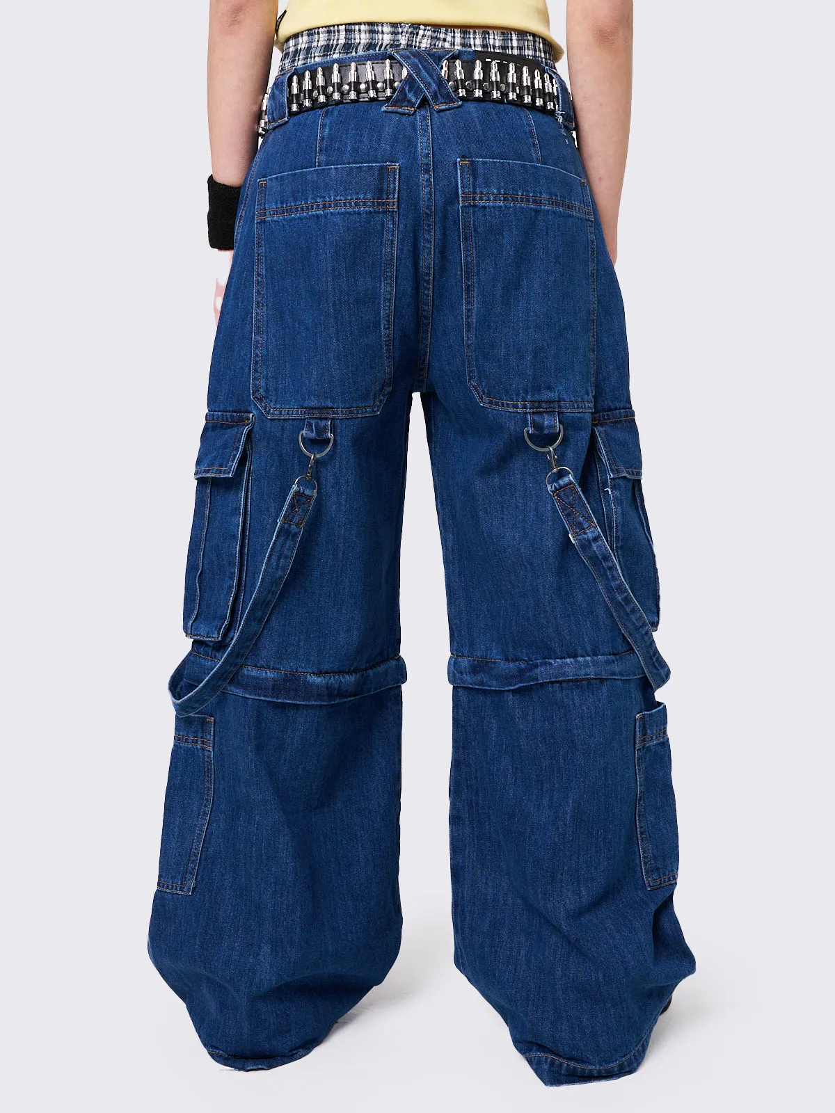 Trek Blue Wide Leg Cargo Jeans