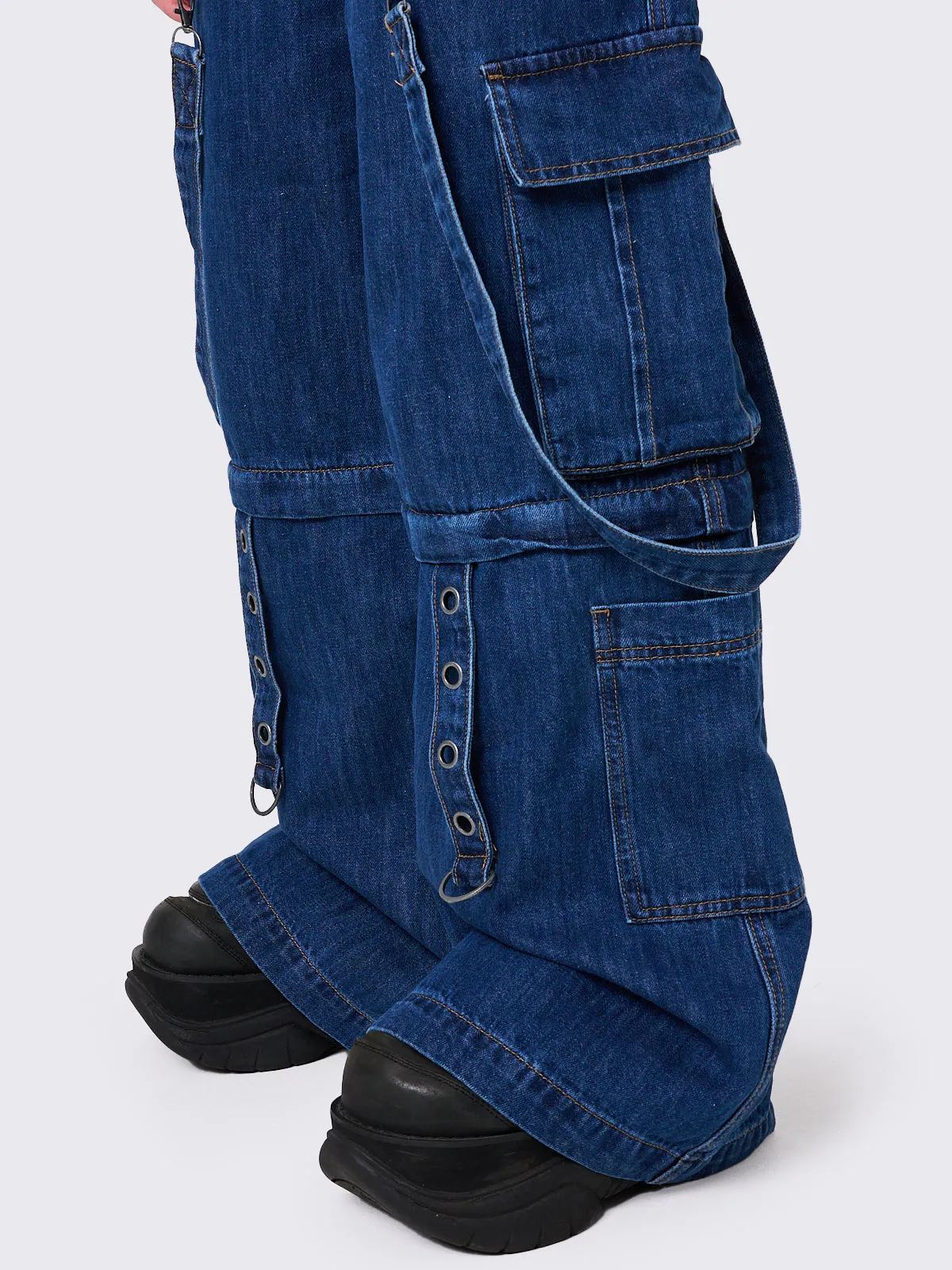 Trek Blue Wide Leg Cargo Jeans