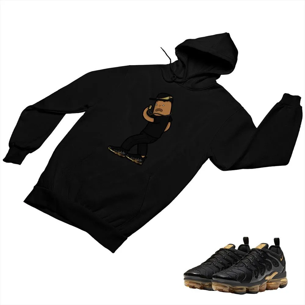 VaporMax Plus Black and Gold Matching Custom Designed Hoodies AVP 2-6-10