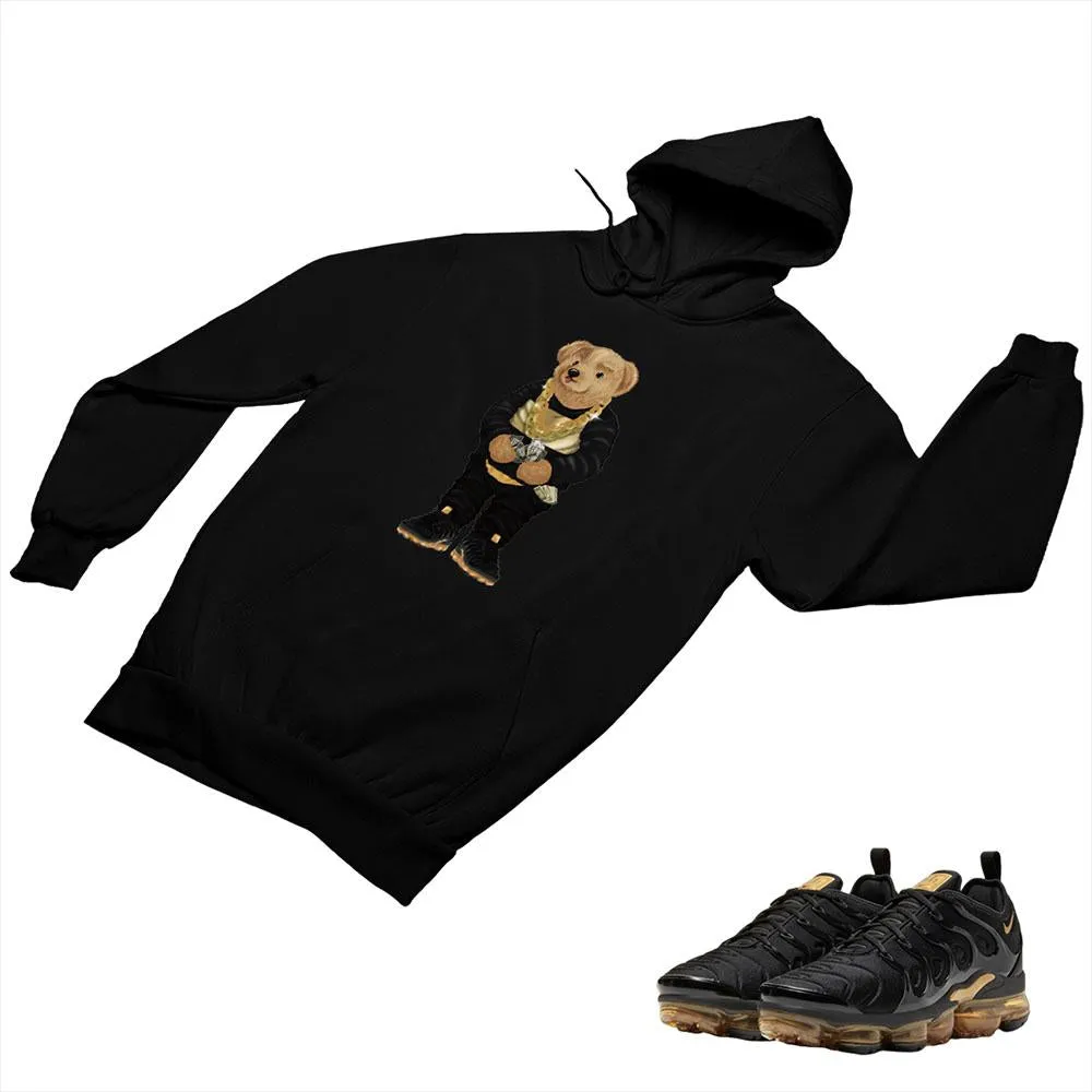 VaporMax Plus Black and Gold Matching Custom Designed Hoodies AVP 2-6-14