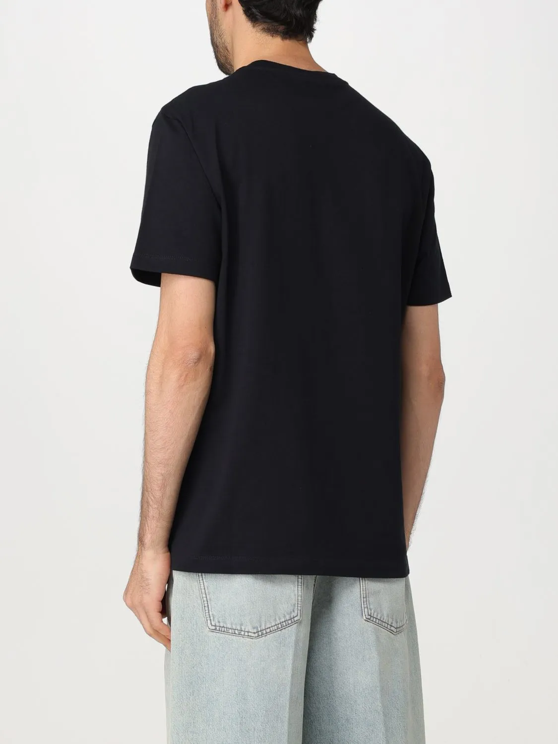 VERSACE  |Crew Neck Plain Cotton Short Sleeves Logo Luxury