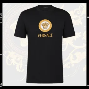 VERSACE  |Plain Cotton Logo Luxury T-Shirts