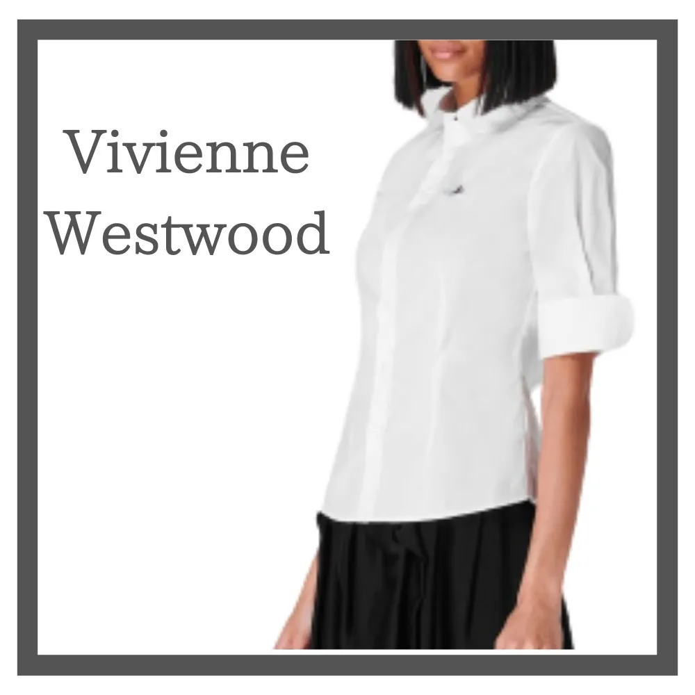 Vivienne Westwood  |Plain Cotton Medium Short Sleeves Logo Shirts & Blouses