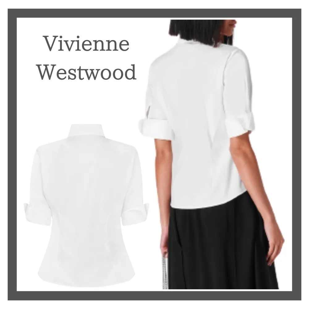 Vivienne Westwood  |Plain Cotton Medium Short Sleeves Logo Shirts & Blouses