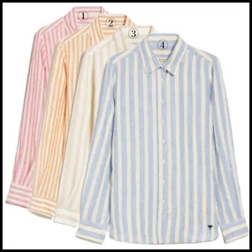 Weekend Max Mara  |Stripes Casual Style Linen Long Sleeves Elegant Style