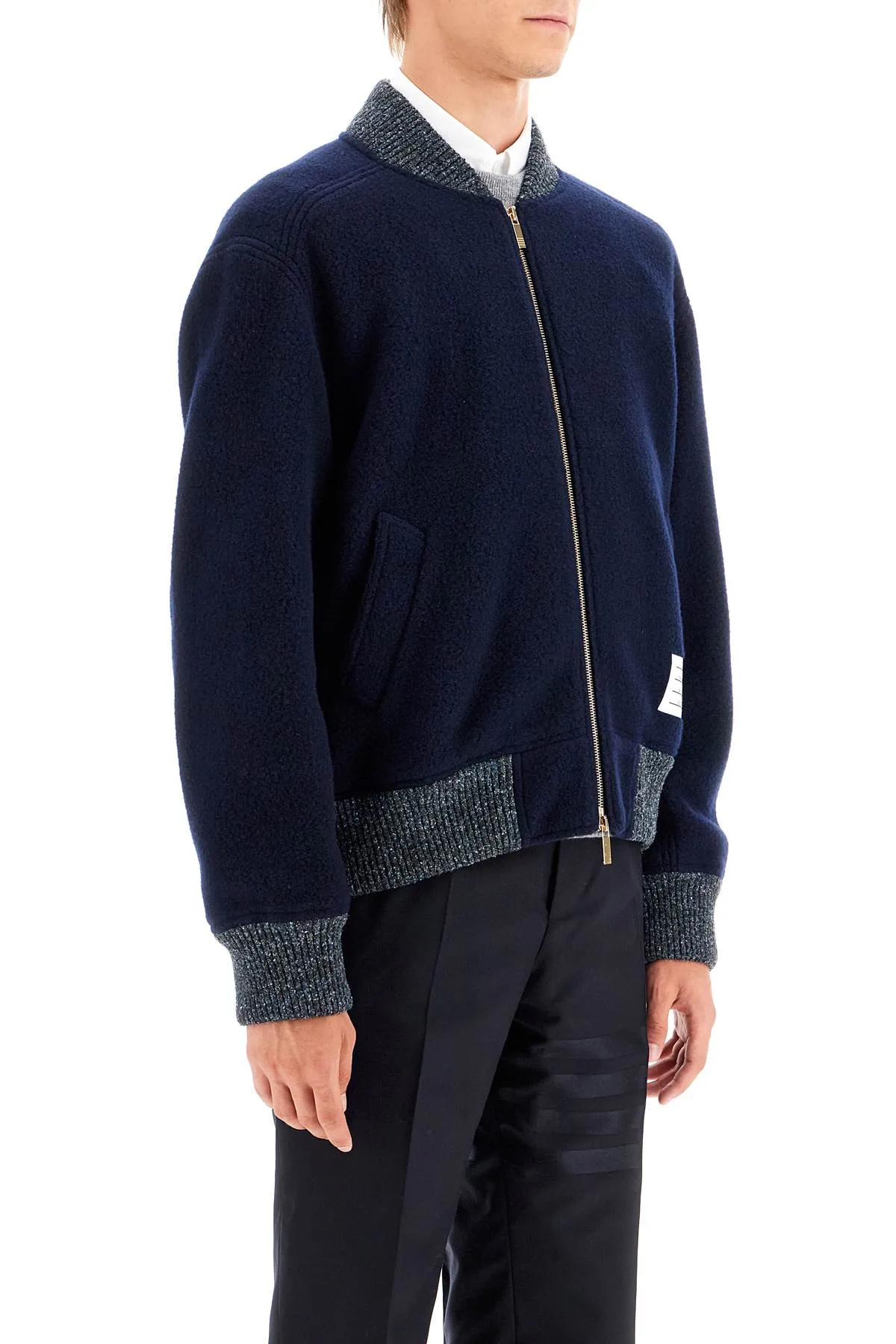 woolen fleece bomber jacket