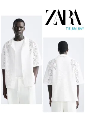 ZARA  |Cotton Short Sleeves Shirts