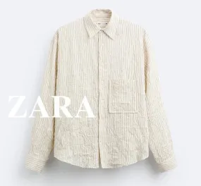 ZARA  |Stripes Linen Shirts