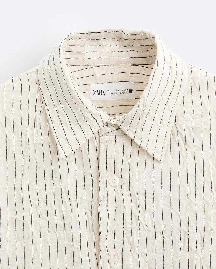 ZARA  |Stripes Linen Shirts